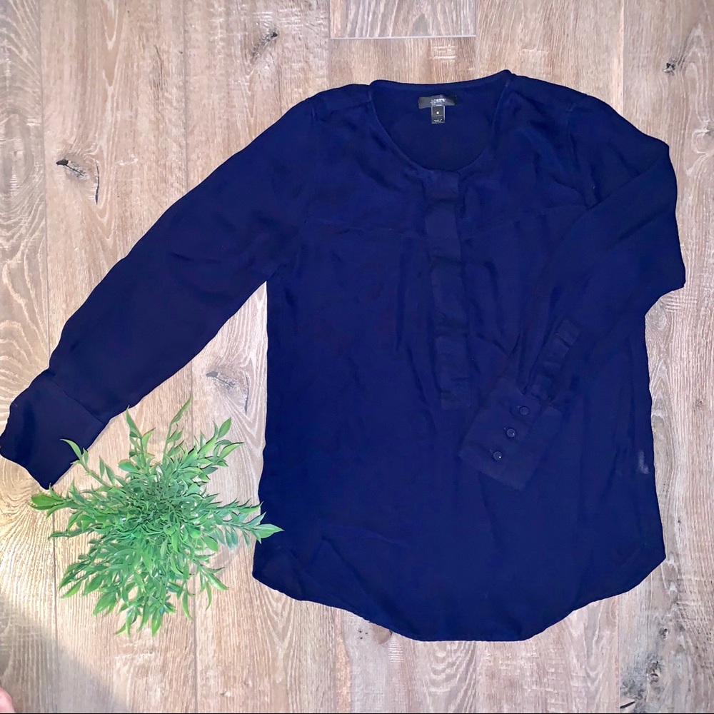 J Crew Sheer Feel Navy Blouse In medium